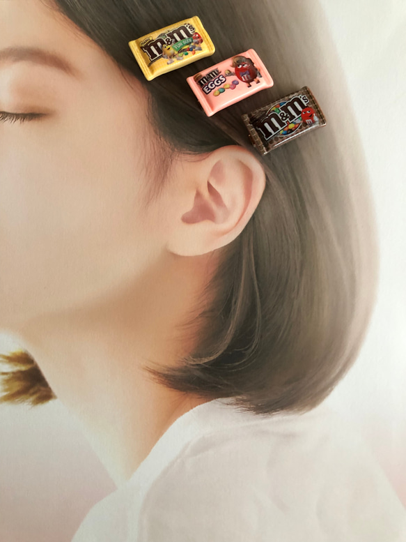 【6色 mチョコ】髪留め ヘアクリップ フェイクフード ミニチュアフード スイーツデコ 8枚目の画像