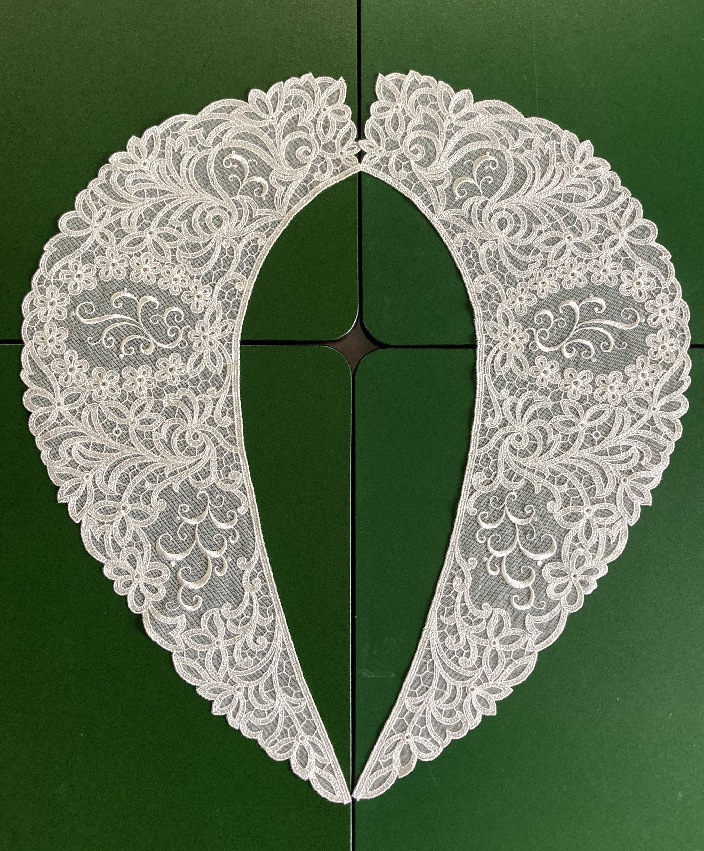 アンティーク襟レース・襟モチーフ・付け襟 左右組 #3188