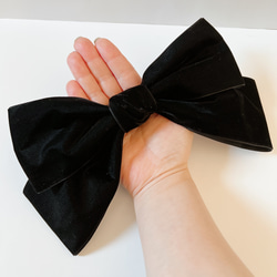 ベロア リボン バレッタ 黒 13センチ お色違い多数有り バレッタ Ruban