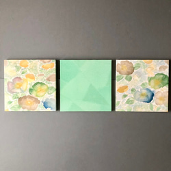 着物のファブリックパネル　春色の椿（3枚セット）サスティナブル  着物リメイク　インテリア　和モダン　母の日ギフト 2枚目の画像