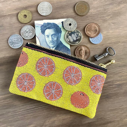 畳縁　硬幣錢包　名片夾　日式　橘子　黃色 第3張的照片