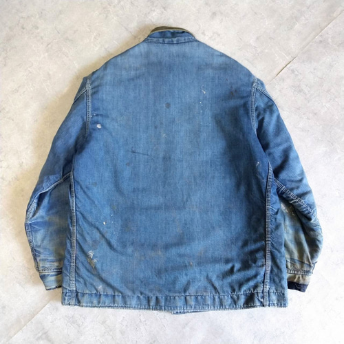 60'sフレンチビンテージカバーオール リペア ペンキ デニム ワークジャケット 60'sフレンチビンテージカバーオール リペア ペンキ デニム