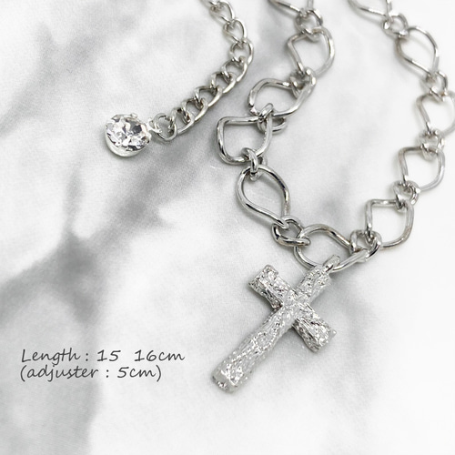 クリアストーン＆十字架ブレスレット～クロスブレスレット シルバー