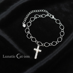 クリアストーン＆十字架ブレスレット～クロスブレスレット シルバー