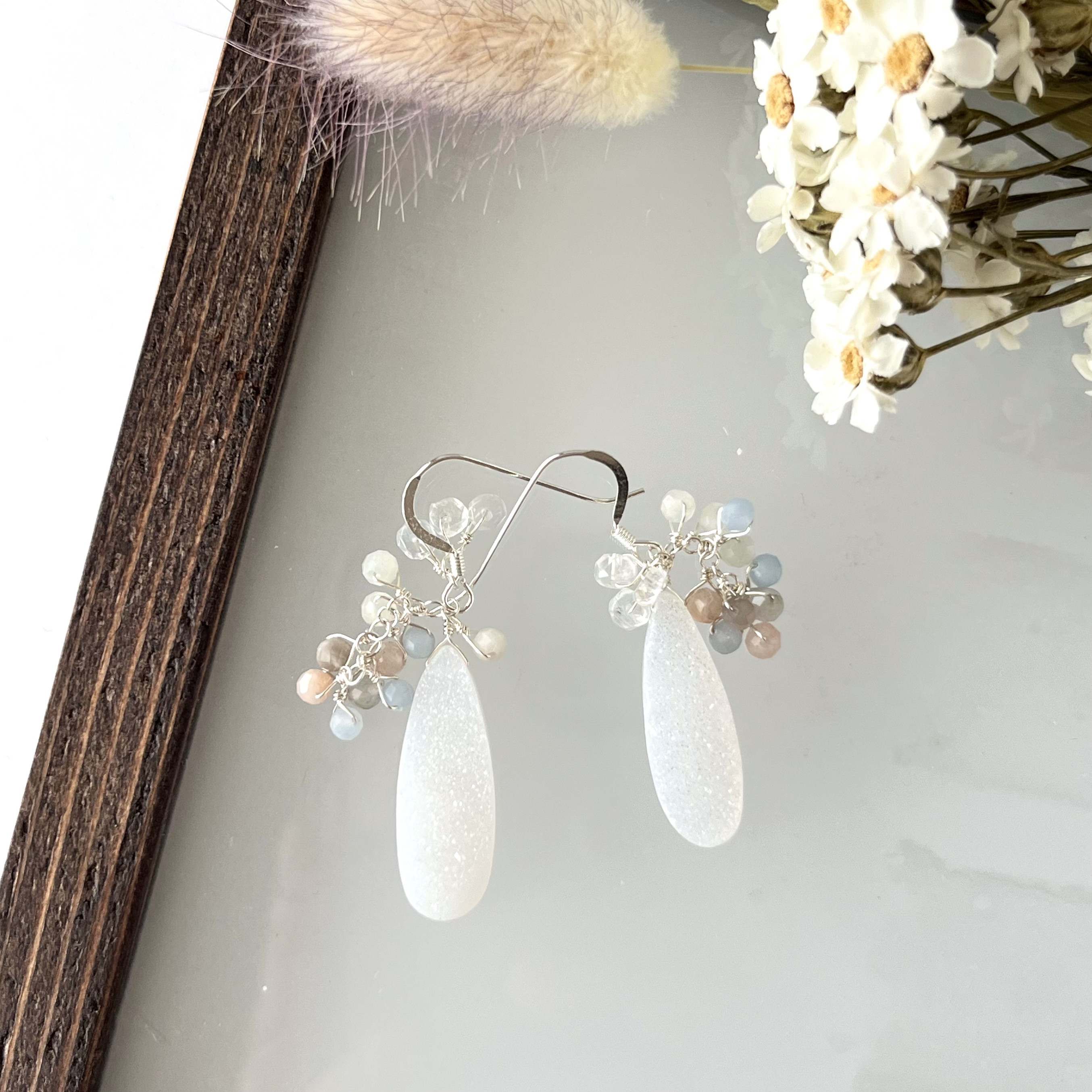 ファンシーカラー♡天然ドゥルージークォーツのピアス　silver925製　送料無料