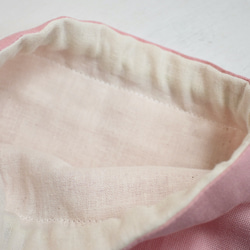 うさちゃんコップ入れ巾着♡ピンク×シンプルリボン柄　ガーゼ 8枚目の画像