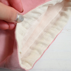 うさちゃんコップ入れ巾着♡ピンク×シンプルリボン柄　ガーゼ 7枚目の画像