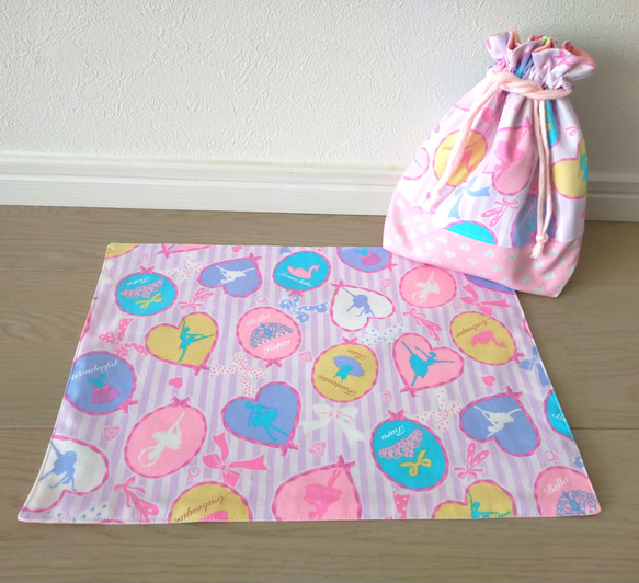 ハンドメイド オーダー レッスンバッグ 巾着 ランチョンマット ピンク