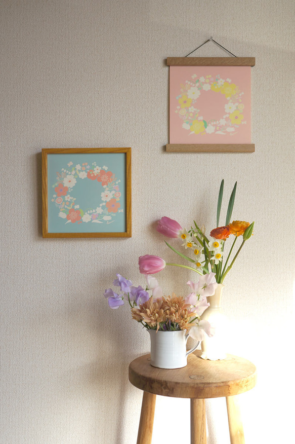 「春のリース（シュガーピンク）」20cm角ポスター 11枚目の画像