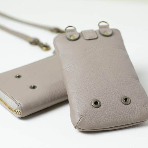 お財布ショルダー グレージュ スマホショルダー お財布 お財布ショルダー グレージュ スマホショルダー お財布
