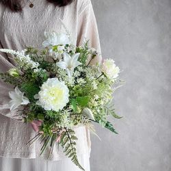 【完成品】Blanc Champetre Bouquetブートニアセット 1枚目の画像