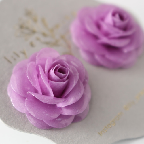 パープル バラ イヤリング ピアス 大ぶり 紫 大人可愛い イヤリング