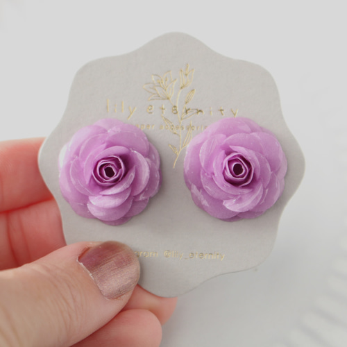 パープル バラ イヤリング ピアス 大ぶり 紫 大人可愛い イヤリング