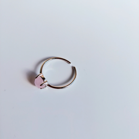 ピンクカルセドニーの細リング・silver925・フリーサイズ（7～11号）・華奢な指輪 3枚目の画像