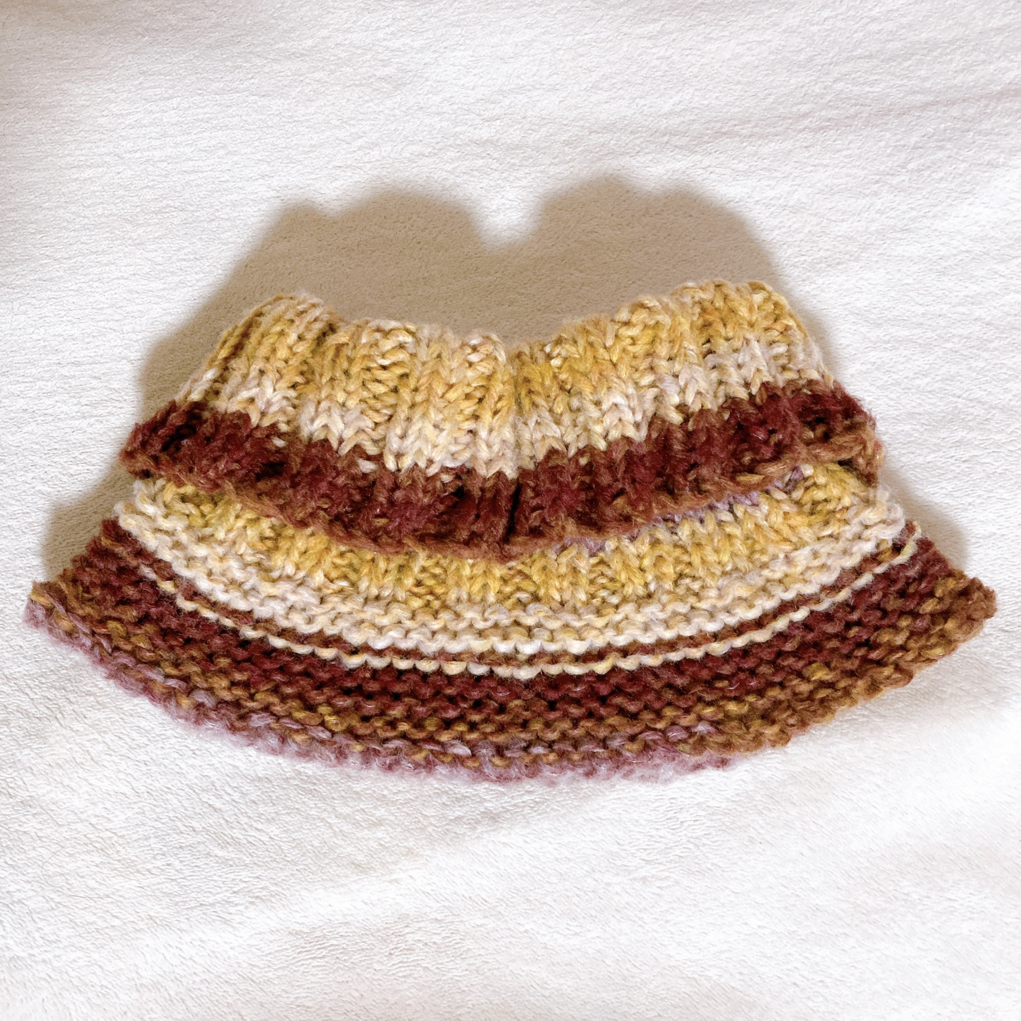 ネックウォーマー　レッドブラウン　手編み　タートル風　つけ襟　リブ　男女兼用