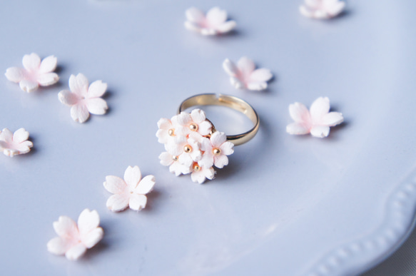 -指先を彩る-満開の桜の花束 リング 5枚目の画像