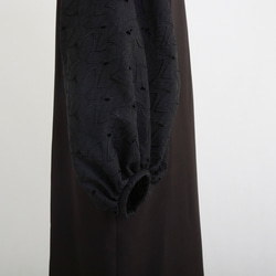 異素材バルーン袖 バックリボン フォーマル ワンピース　ブラック　0547B 9枚目の画像