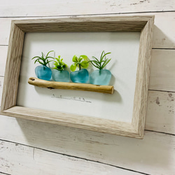 シーグラスアート 卓上インテリア雑貨 北欧 パネルヒーリング 観葉植物 ギフト 贈り物 誕生日プレゼント  玄関飾り 2枚目の画像