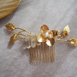 【結婚式・お呼ばれ】 水晶と小枝のヘアコーム ブライダルアクセサリー　ヘアアクセサリー　ヘアコーム 3枚目の画像