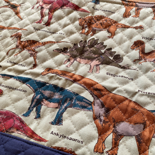 恐竜★入園入学6点セット 男の子　レッスンバッグ　キルト 水色　アイボリー 恐竜☆入園入学6点セット 男の子 レッスンバッグ キルト 水色