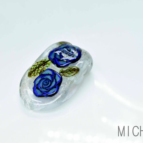 青いバラ BLUE ROSE ガラス工芸家の創作した一点物のガラスの