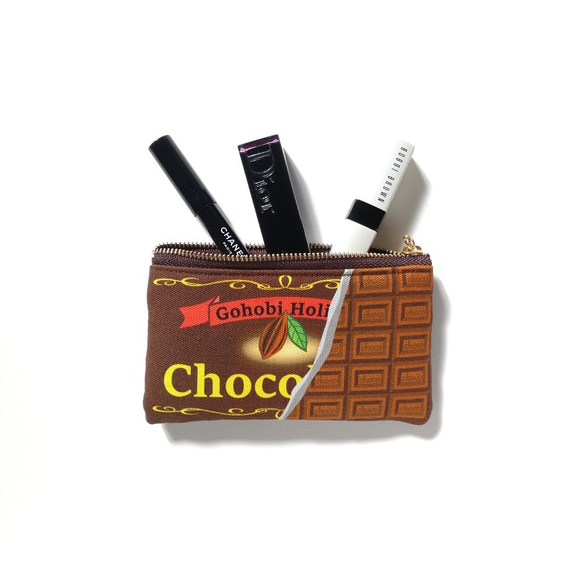 チョコレートホリックな ビターチョコレートの 板チョコ ポーチ　Sサイズ 3枚目の画像
