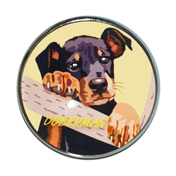 ドーベルマン 子犬 YE バッチ ブローチ 犬 ピンバッジ 犬 ブローチ 犬 1枚目の画像