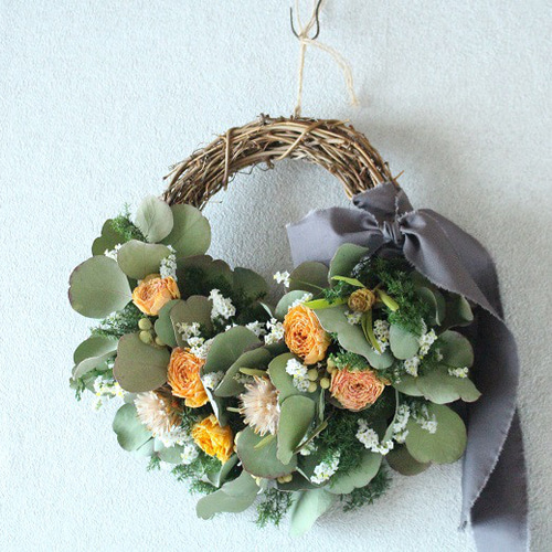 ラナンキュラスの春 ドライフラワーーリース ドライフラワー I Bee