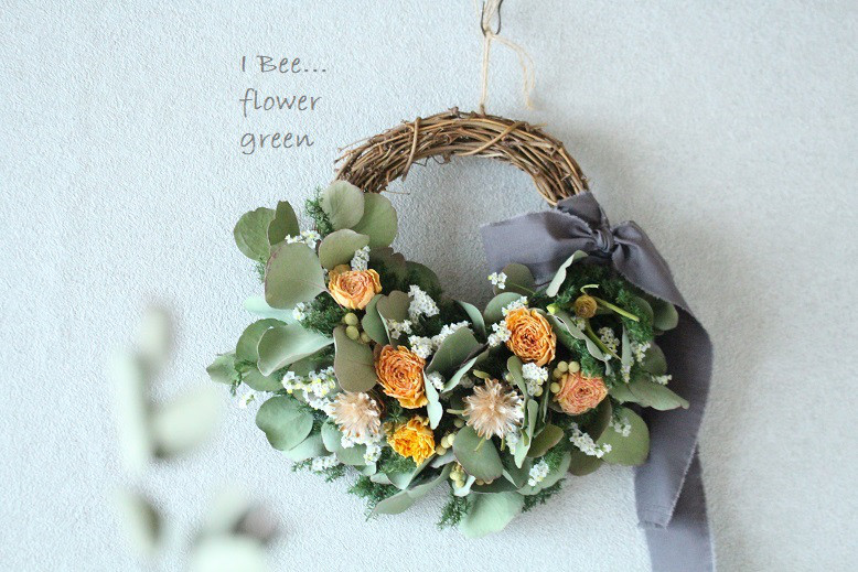 ラナンキュラスの春 ドライフラワーーリース ドライフラワー I Bee