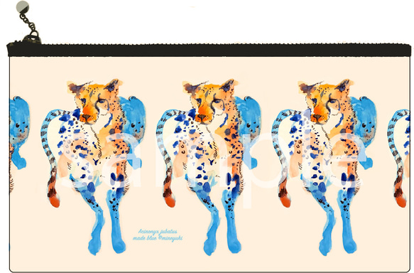Watercolor Cheetah -フラットポーチ 2枚目の画像