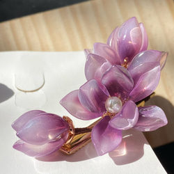 紫木蓮のヘアクリップ 6枚目の画像