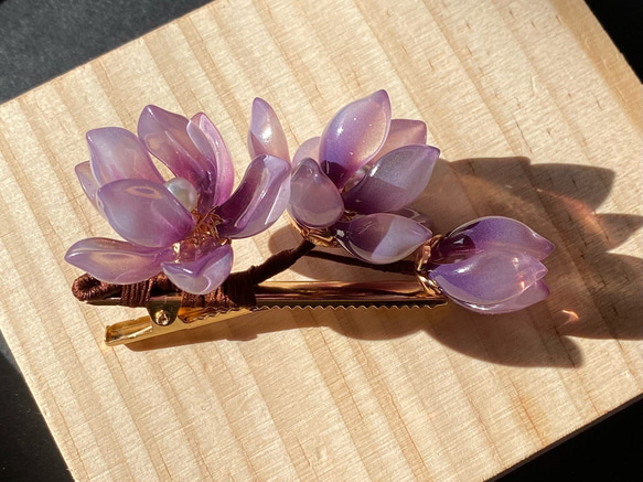紫木蓮のヘアクリップ 8枚目の画像