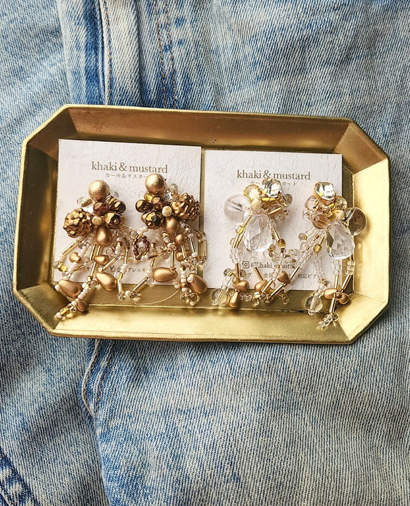 vintage chandelier （シャンデリア）～ヴィンテージ ゴールド～  アンティーク 個性的大ぶりイヤリング 12枚目の画像