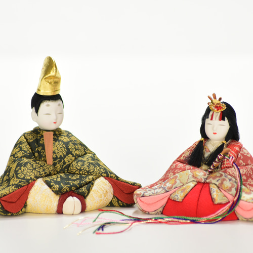 木目込人形飾り　立雛　春かすみ 春かすみ」木目込立雛親王飾り ガラスケース入り 東玉工房 野村嘉光作