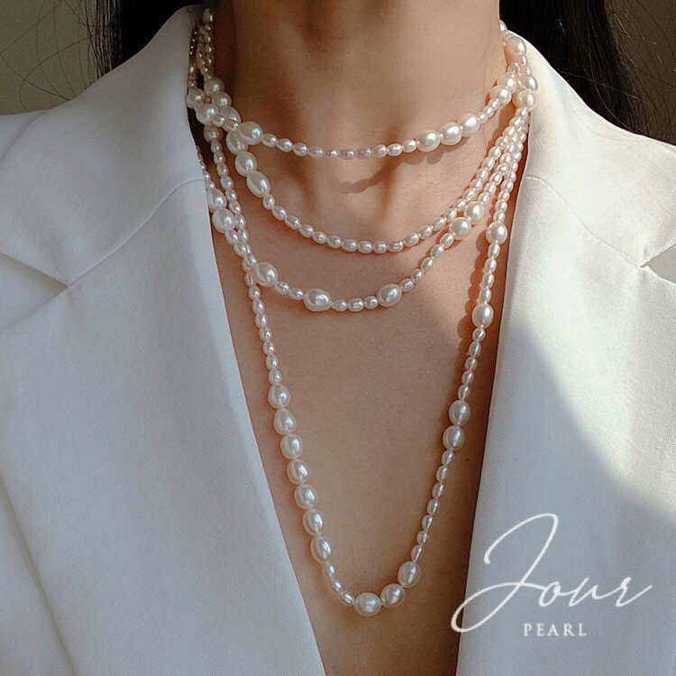 海外販売× 淡水ブラックパール パール silver ロング ネックレス 83cm