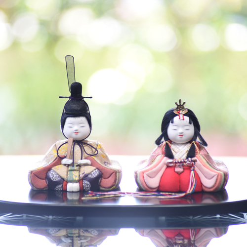 木目込み人形　雛人形　はまぐり雛 雛人形 コンパクト 木目込み人形飾り ケース飾り 親王飾り 角田勝俊作