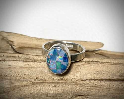 ハンドメイド シルバーリング ピンクオパール12号 Charch jewelry