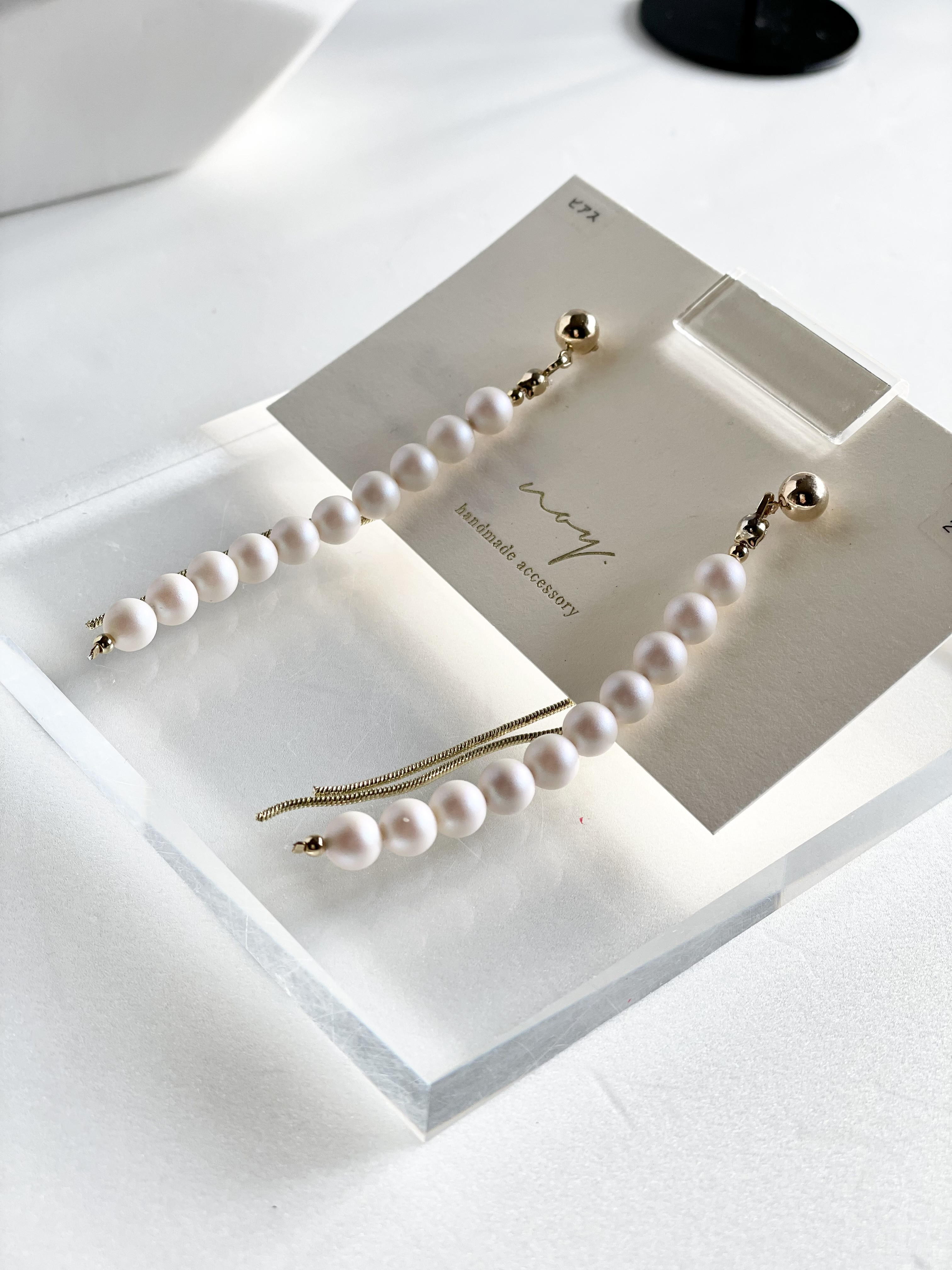 パールロングチェーンピアス14kgf