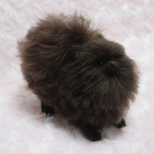 羊毛フェルト 犬 ポメラニアン チョコ 置物 羊毛フェルト Pomemal 通販
