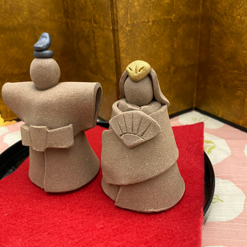 ミニ雛人形セット(焼きしめ屏風付き)➀ お雛様 ひな祭り 桃の節句