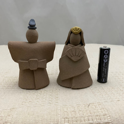 ミニ雛人形セット(焼きしめ屏風付き)❷ お雛様　ひな祭り　桃の節句　初節句　陶器製　可愛い　小さい 4枚目の画像