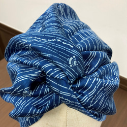 肌触り最高！ キャップ・医療ケア帽子・ナイトキャップ「柳に雨と唐傘」【川俣シルク×会津染型×天然藍】ユニセックス　 5枚目の画像