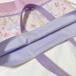 【受注制作】B24ユニコーン紫×オーキッド レッスンバッグ 手提げバッグ 女の子 絵本袋 入園入学 マチ付き 大きめ 3枚目の画像