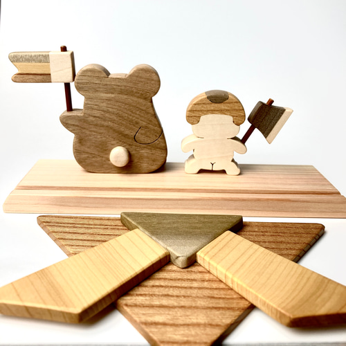 こどもの日 鯉のぼり 金太郎 コンパクトなサイズ (美しい広葉樹の木で