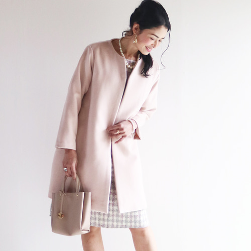 秋冬【ピンクベージュ】ウール上品Aラインフレアコート♥️ コート