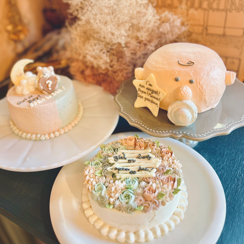 flowers gender reveal cake / 4号サイズ/ジェンダーリビール