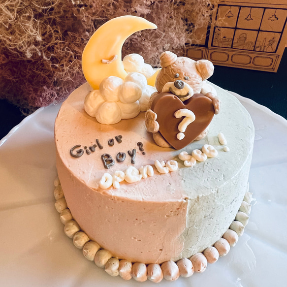 little bear gender reveal cake / 4号サイズ/ジェンダーリビールケーキ/バースデーケーキ 1枚目の画像