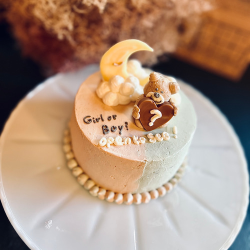 little bear gender reveal cake / 4号サイズ/ジェンダーリ