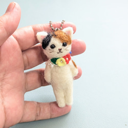 ◾受注制作 羊毛フェルトの猫マスコット(三毛猫)キーホルダー