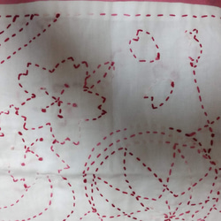 新作＊＊＊さしこ　刺し子　花布巾・てまりと桜、オリンパスデザイン(白、ピンク、紅色） 2枚目の画像
